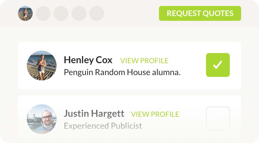 Browse our marketplace and preview the profiles of our Reedsy professionals